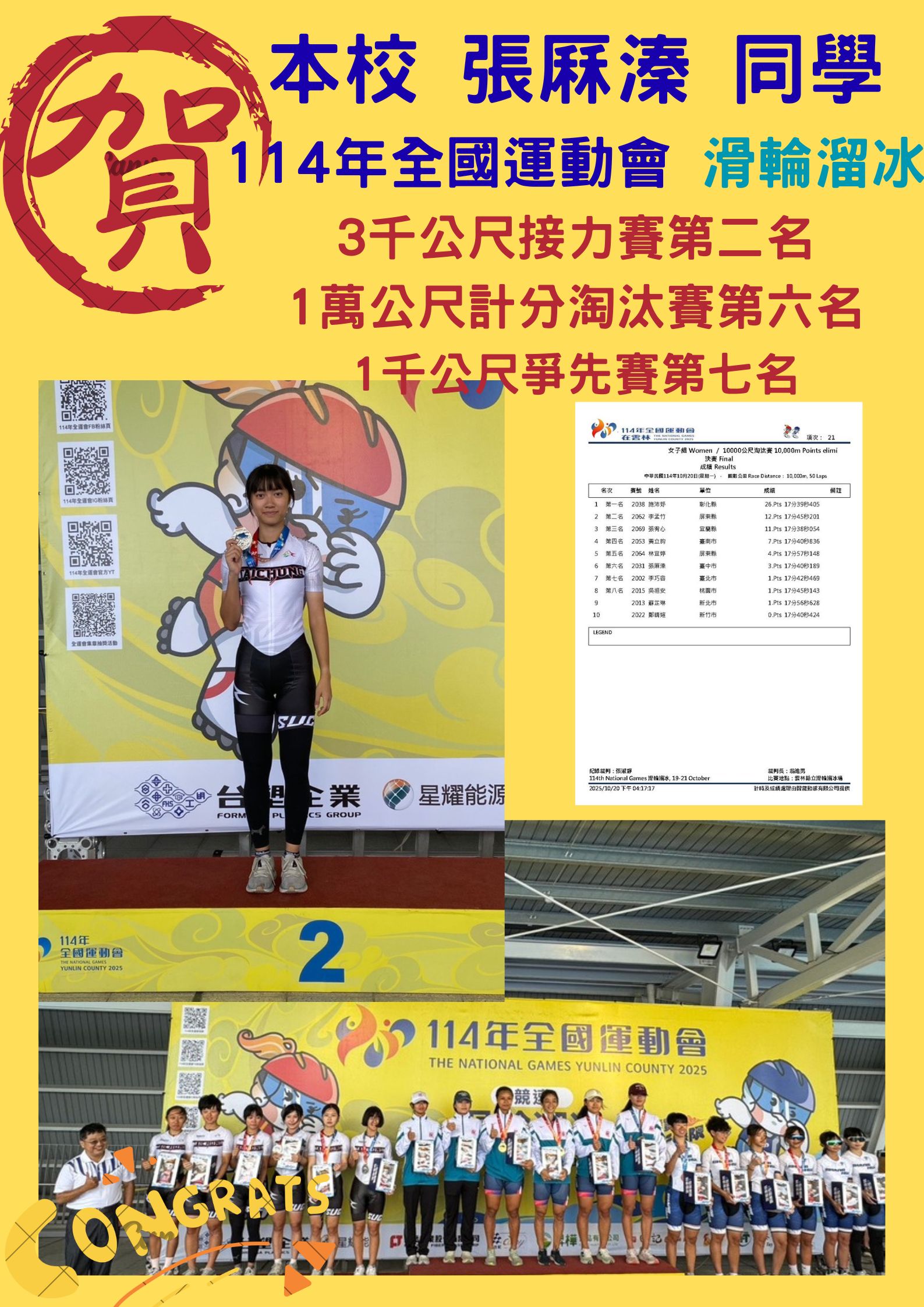 全國運動會報佳績